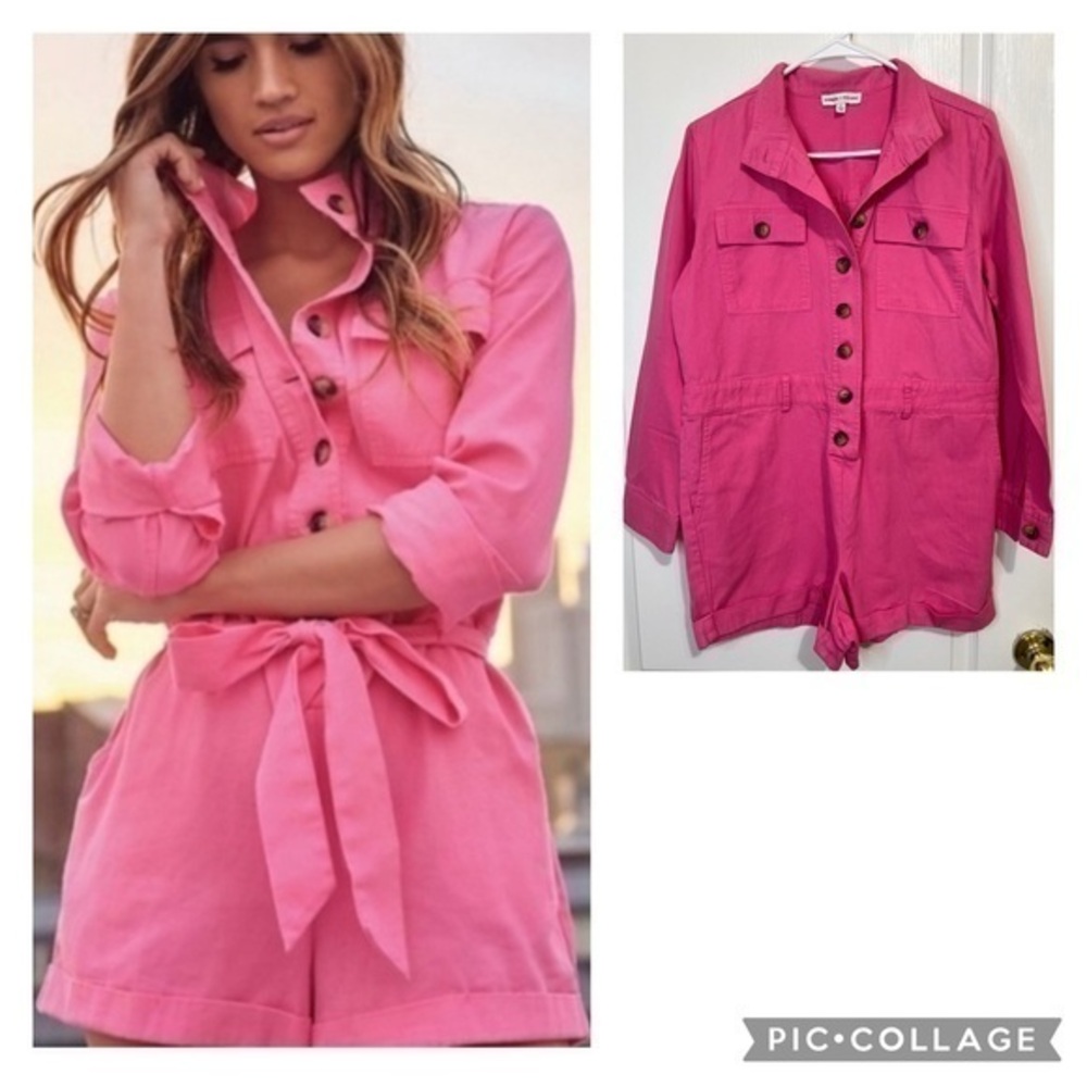 Express Pink Button-Up Romper